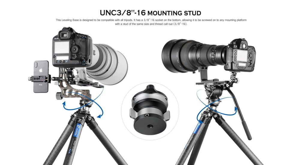 Leofoto LB-65LRC Leveling Head w/ Butterfly Handle, Black, LB-65