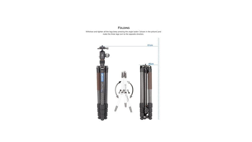 Leofoto LX-284CT/XB-38 Reversible Travel Tripod w/ Ball Head Set, Black, LX-284CT+XB-38