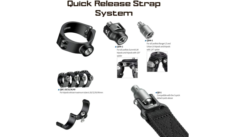 Leofoto QDM-1 1/4 Screw, Push Button QD Modular Tripod Strap, Black, QDM-1