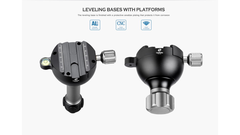 Leofoto YB-75LK Leveling Base w/ Handle for 75mm Bowl , Arca, Black, YB-75LK