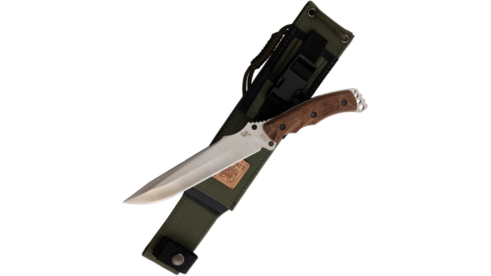 Linton Cutlery Rubber Fixed Blade Knife, 12in Overall, 6.75in Stonewash Stainless Blade, Brown Rubber Handle, Nylon Sheath, L95049