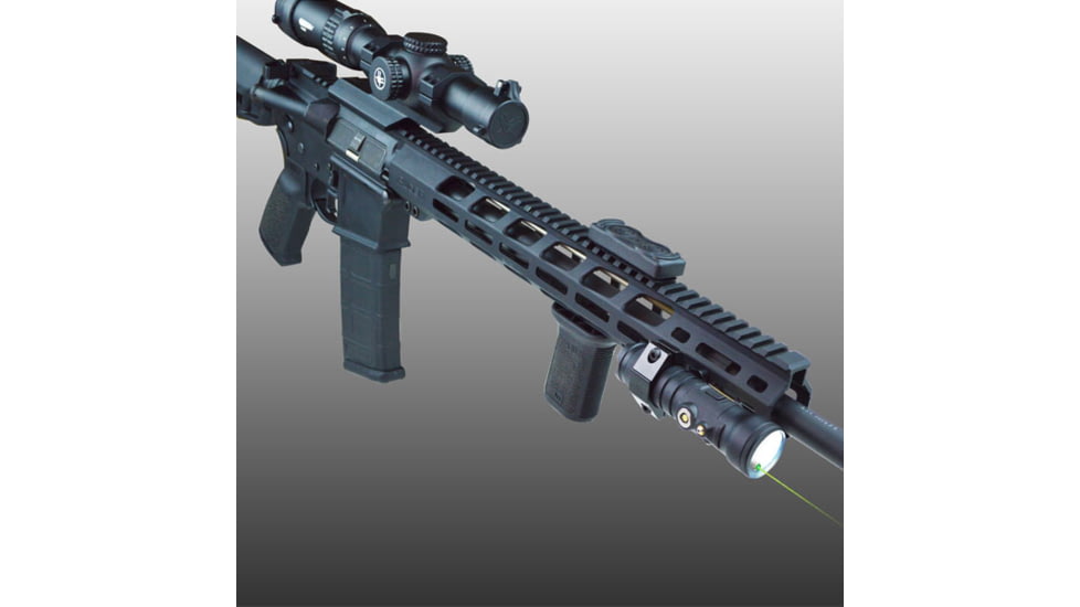 Lion Gears FLG-22ML Rechargeable 600 Lumens LED Flashlight/Green Laser Combo, Ambidextrous, On/off Switch, M-LOK, Black, PL-FLG-22ML