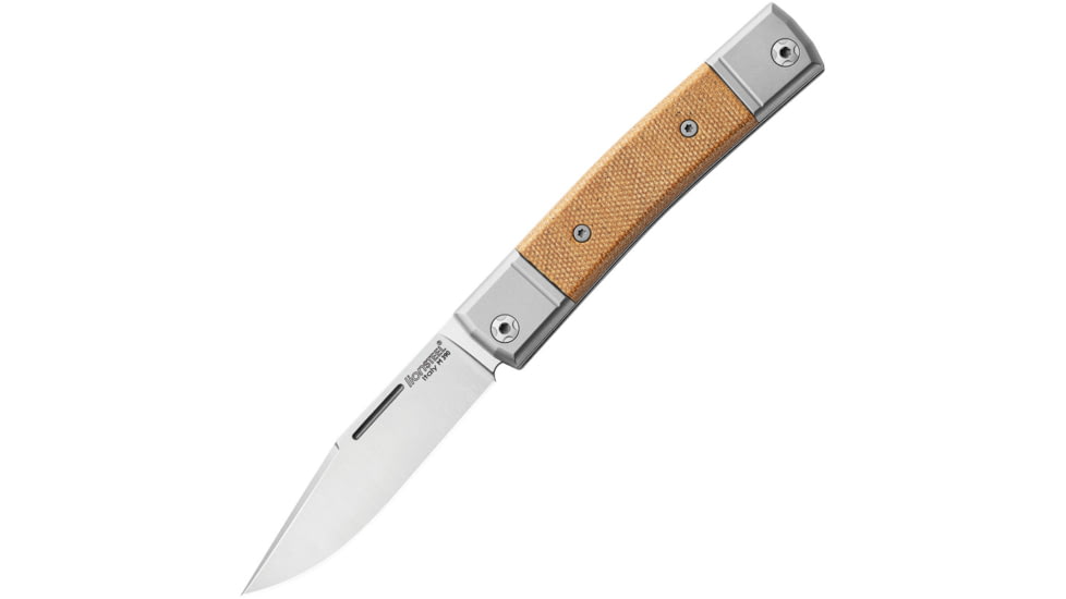 Lionsteel BestMan BM1 Slipjoint Canvas Folding Knife, 2.75 satin finish Bohler M390 stainless clip blad, Natural canvas micarta handle, BM1 CVN