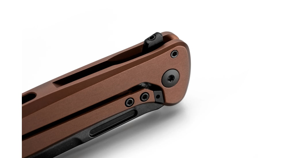 Lionsteel Skinny Framelock Folding Knife by Michele Pensato, 4.5in Closed, 3.5in Black Stonewash CPM MagnaCut Stainless Blade, Earth Brown Aluminum Handle, SK01AEB