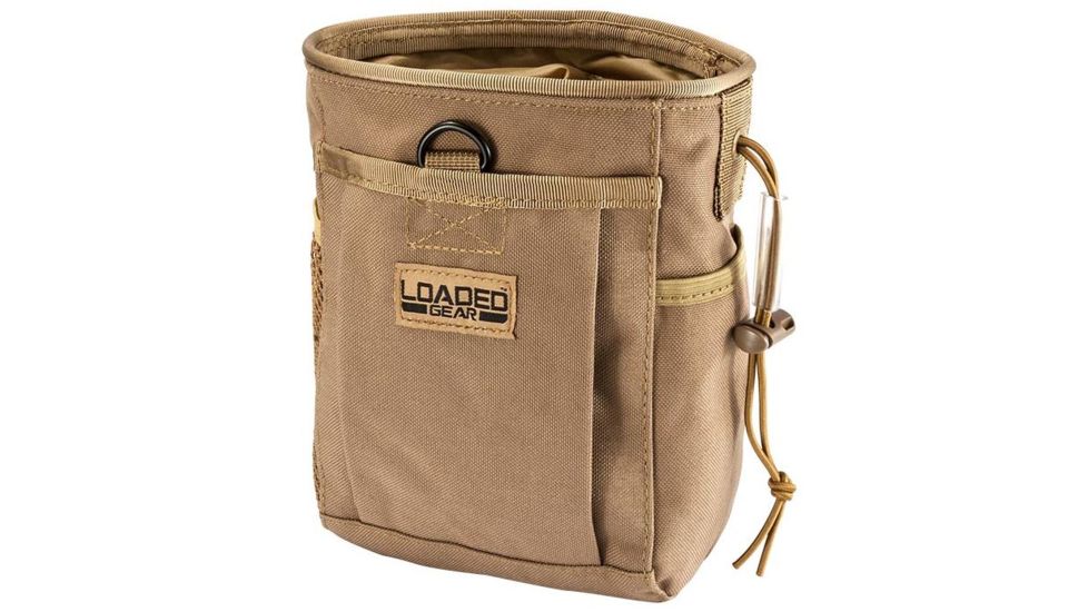 Loaded Gear CX-700 Drawstring Dump Pouch, Compatible w/ Molle System, Dark Earth, 5.5 x 3 x 7.5 in BI12626