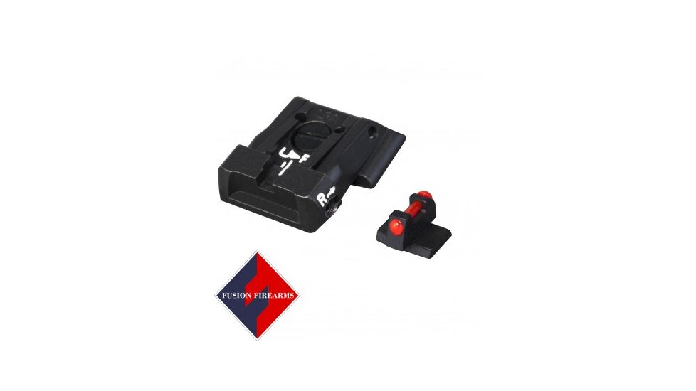 LPA SPS Fully Adjustable Black Serrated Rear Red Fiber Optic Front Sight Set For S&amp;W Military and Police M&amp;P, Black, SPS02SW6F