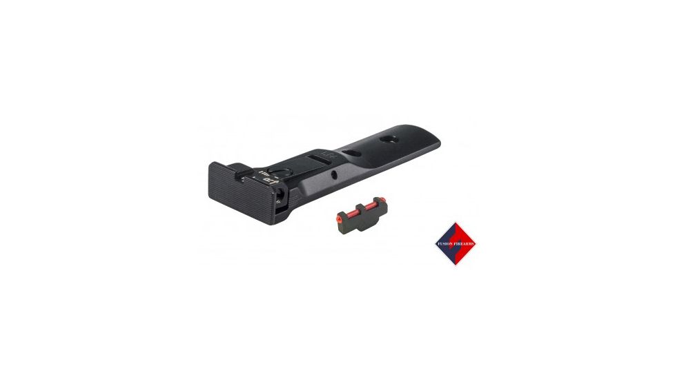 LPA TXT Fully Adjustable Black Serrated Rear Sight Set w/Fiber Optic Pin Style Front Sight For S&amp;W Revolver, Black, TXT0407F1