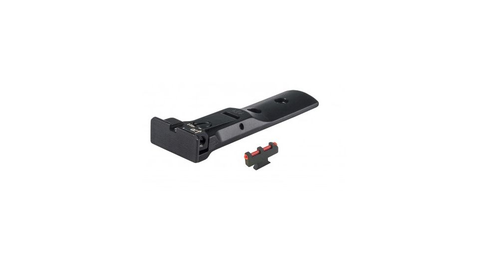LPA TXT Fully Adjustable Black Serrated Rear Sight Set w/Fiber Optic Plunger Style Front Sight For S&amp;W Revolver, Black, TXT0407F2
