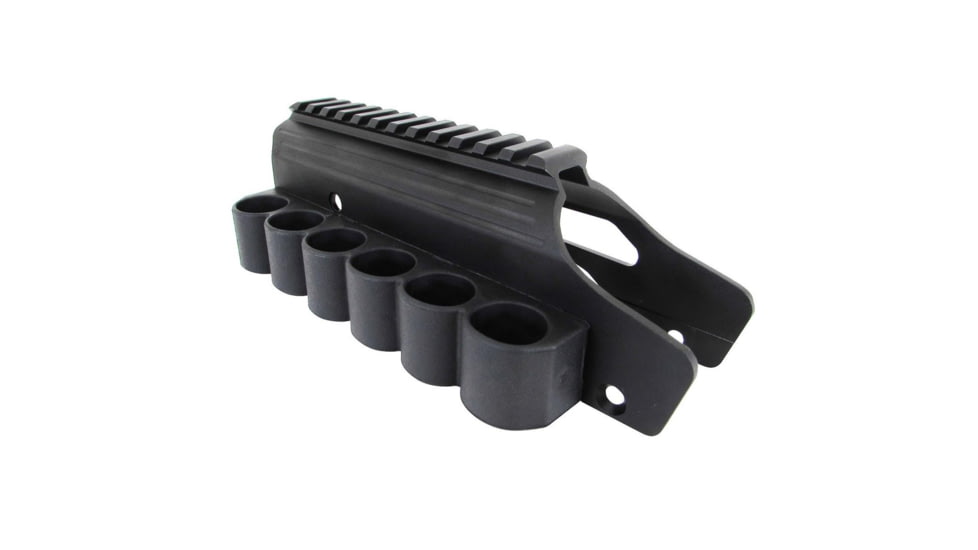Lyman Shotgun Rail Mount With Sidesaddle, Fits 12 Gauge Mossberg 500/590, Black, 1081029