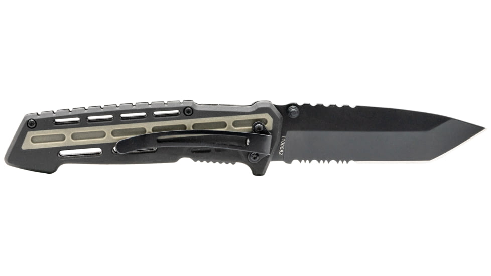M&amp;P AR Overmold Folding Knife, 3.5in, 8Cr13MoV Steel Blade, 4.5in, Rubber Handle, 1100082