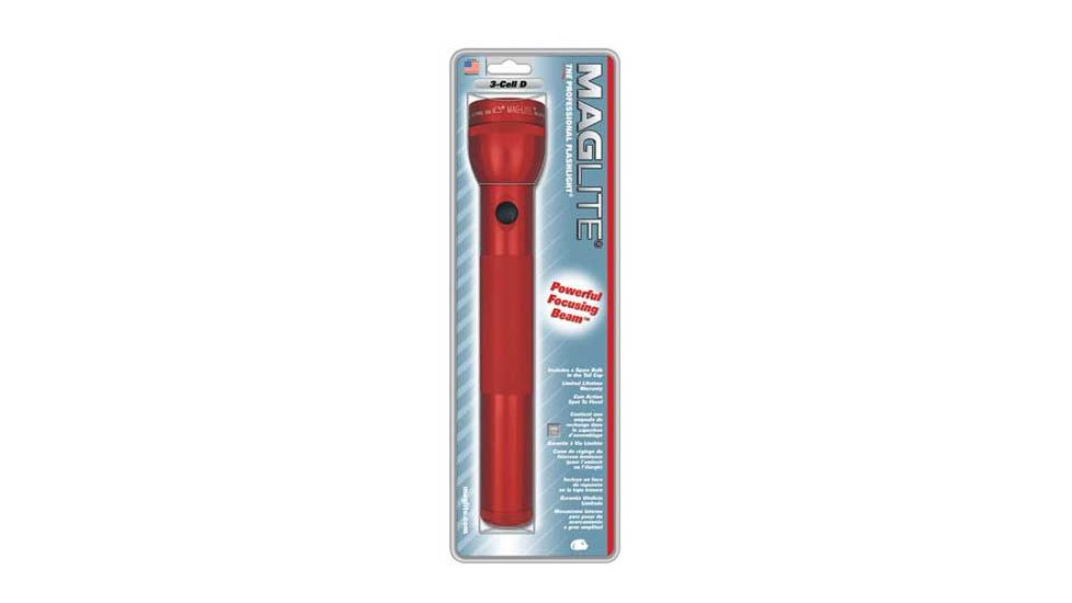 MagLite Standard 3 Cell D LED Flashlight, Red, Blister Pack, S3D036