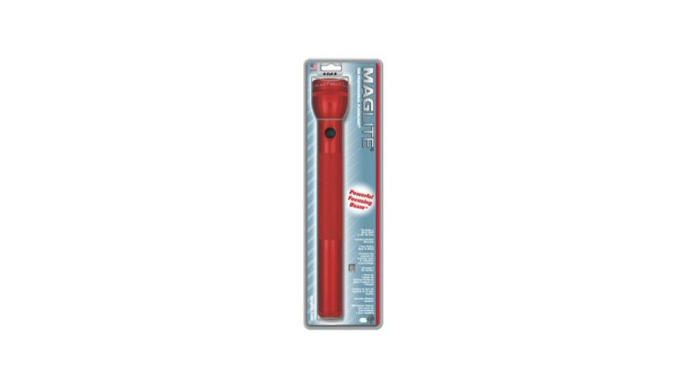MagLite 4 D Cell Incandescent Flashlight, Blister Pack, Red, S4D036