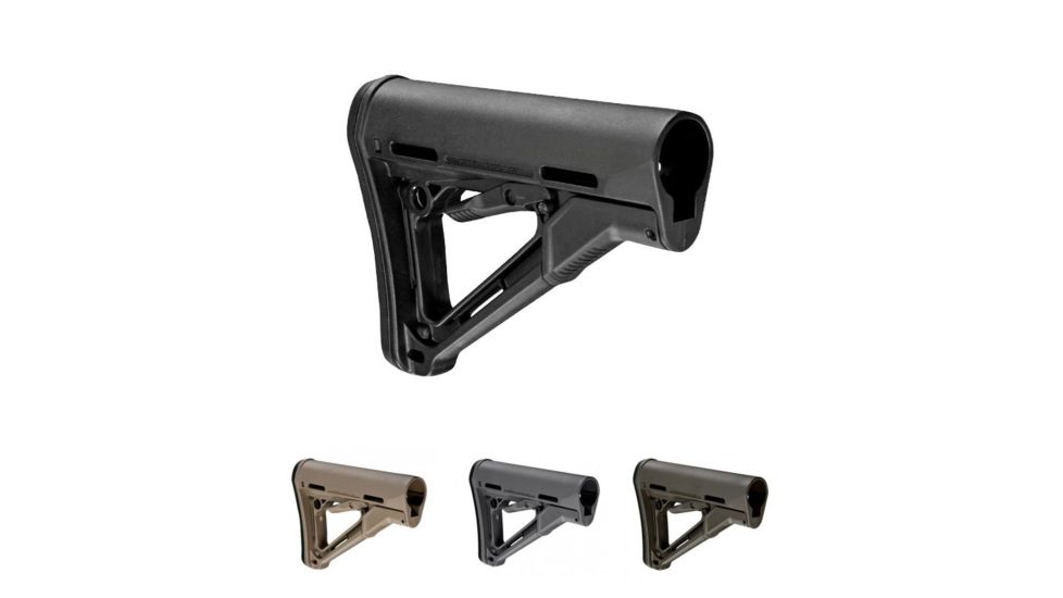 Magpul Industries CTR Rifle Stock, Mil-Spec AR15/M16, Black, Flat Dark Earth, Gray, OD Green
