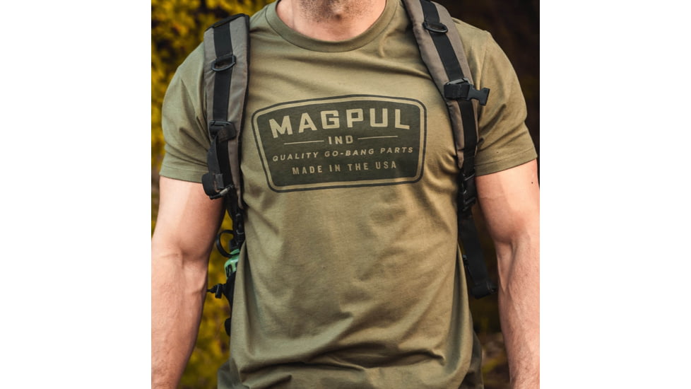 Magpul Industries Go Bang Parts Patch T-Shirt - Mens, Medium, Cotton Polyester Blend, Olive Drab Green, MAG1526-316-M