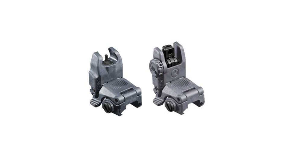 Magpul MBUS Front and Rear Flip Sights Set, Grey, MPIMAG247GRY-KIT2