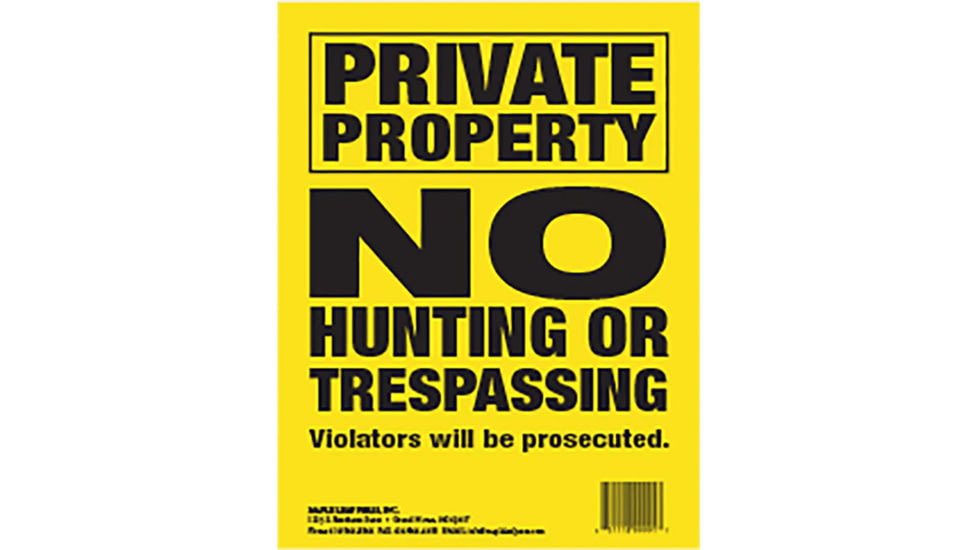 Maple Leaf Press Maple Leaf No Trespassing Sign, Yellow, NTP-3-25