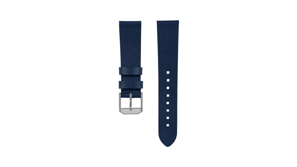 Marathon Cross Hatch 2-Piece Strap, Italian Leather, Parkerized Buckle, 20mm, Royal Blue, Standard, WS-LT-RBPS-20-ST