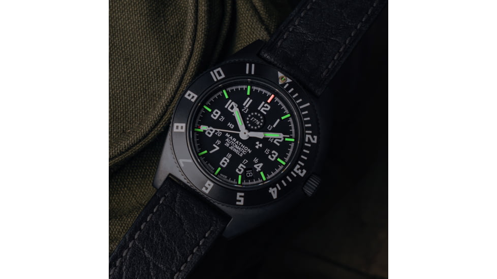 Marathon Limited 250 Edition SSNAV-D Auto Unisex Watch, 41mm Case Diameter, Bi-Directional Bezel, Black Leather Strap, WW194030AN-US250