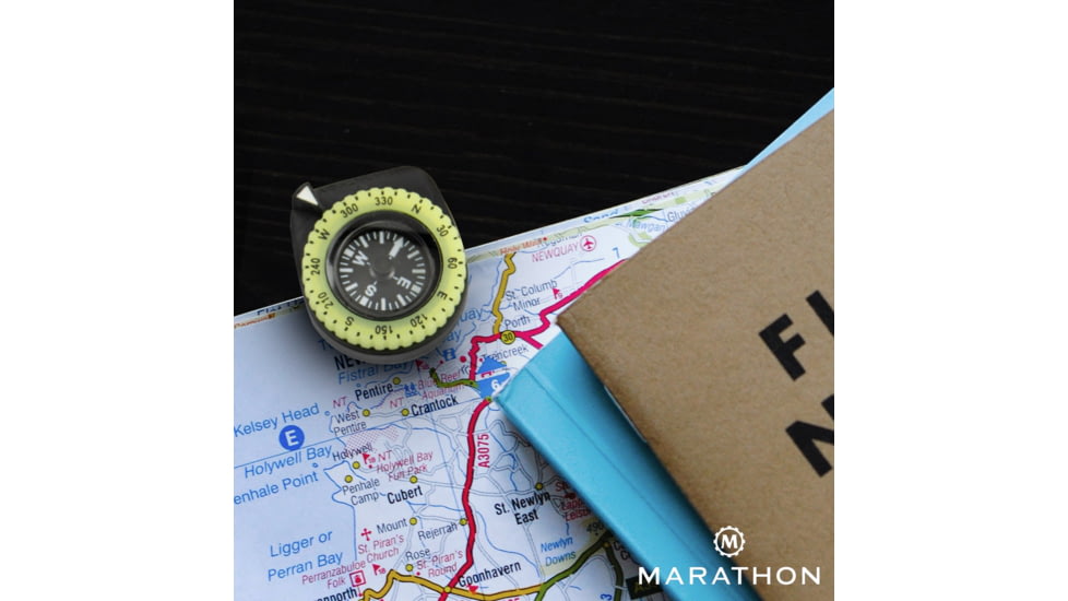 Marathon Clip-On Wrist Compass w/ Glow in The Dark Bezel, Black, 1 x 1.2 x .5 in, CO194005-BK