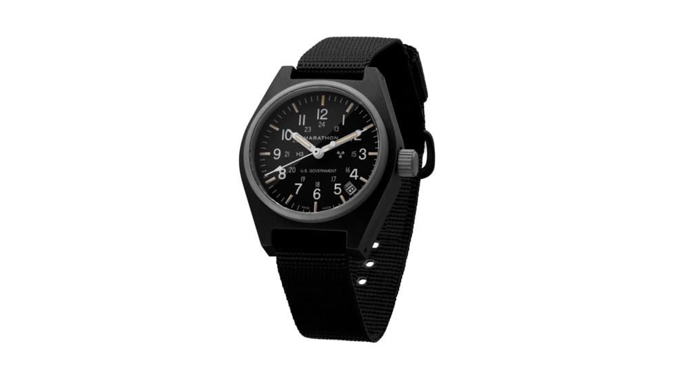 Marathon General Purpose Quartz Wristwatch w/ Date and Trtitium, Black, WW194015BK-0101
