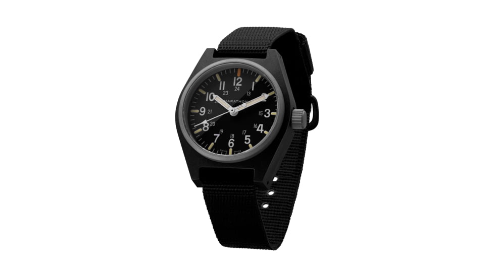 Marathon General Purpose Quartz Wristwatch w/ Maraglo, Black, WW194009BK-0101