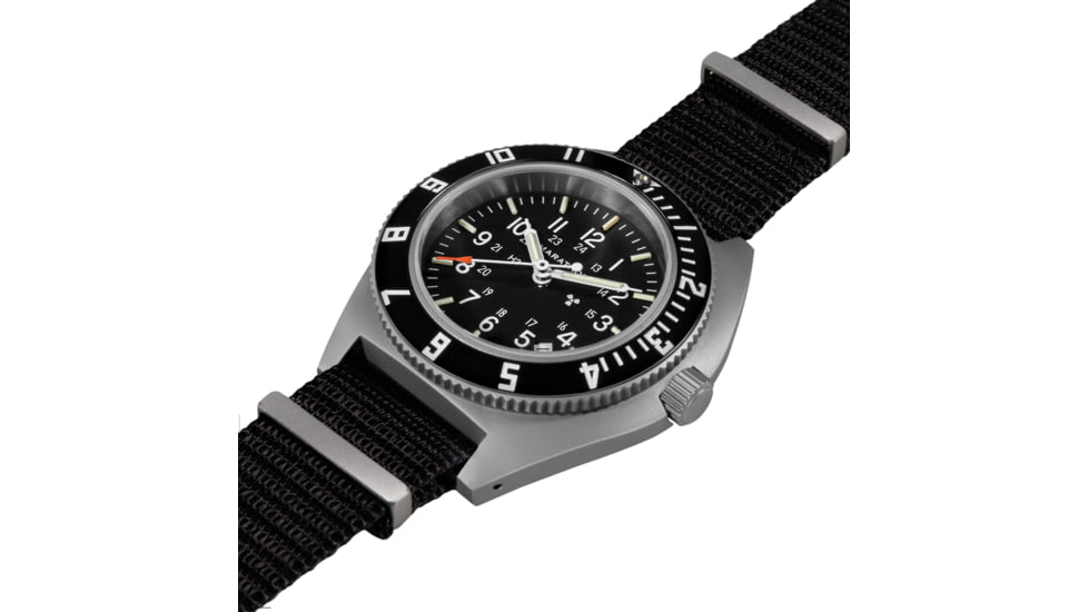 Marathon Steel Navigator Watch w/ Date SSNAV-D On Defstan Nylon, Black, 41 mm, WW194013SS-0103