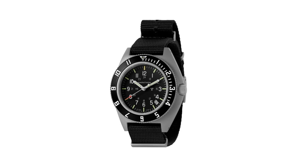 Marathon Steel Navigator Watch w/ Date SSNAV-D On Defstan Nylon, Black, 41 mm, WW194013SS-0103