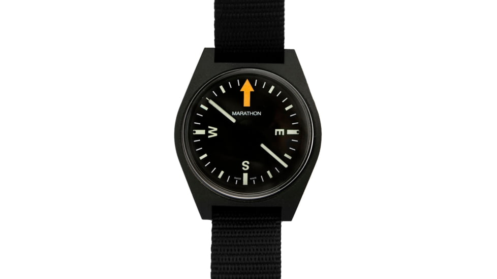 Marathon Unmounted Glow in the Dark Wrist Compass, Black Dial, Black Nylon Nato Strap, CO194001