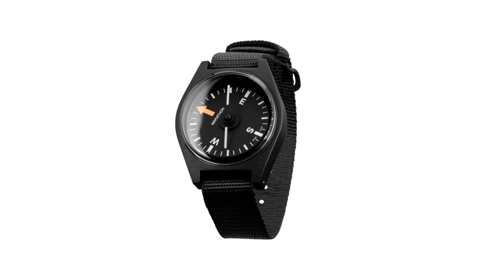 Marathon Unmounted Glow in the Dark Wrist Compass, Black Dial, Black Nylon Nato Strap, CO194001