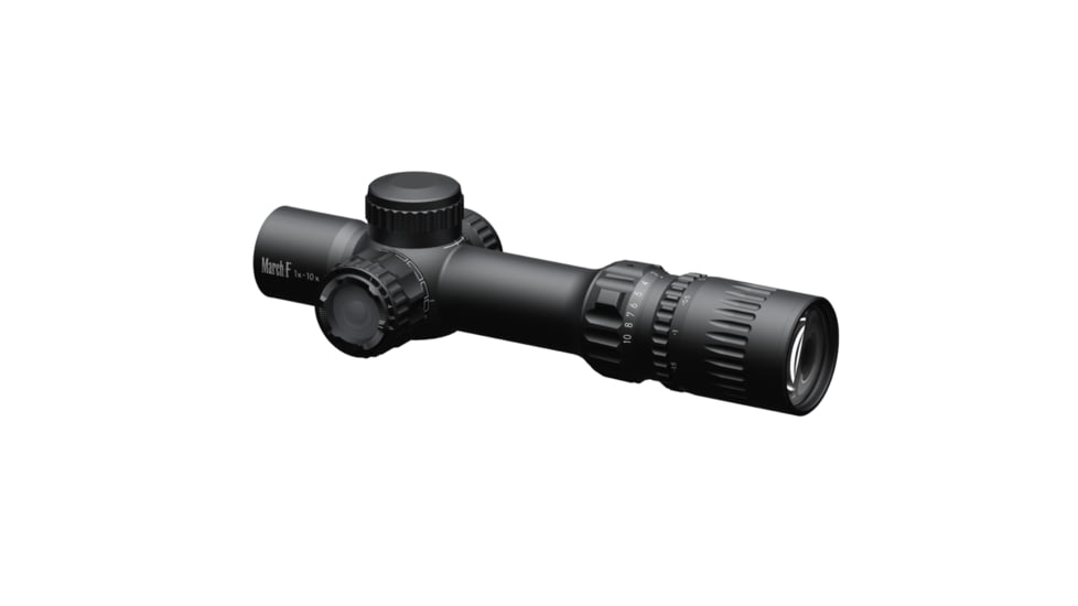 March Scopes 1-10X24mm Normal Turret Rifle Scope, 30mm Tube, FFP, DR-1 Reticle, with 6-level Illumination, Black, NSN None, D10SV24FIMLN DR-1 Reticle