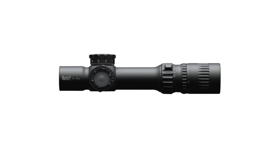 March Scopes 1-10X24mm Tactical Turret Rifle Scope, 30mm Tube, FFP, DR-1 Reticle, with 6-level Illumination, Black, NSN None, D10SV24FIML DR-1 Reticle