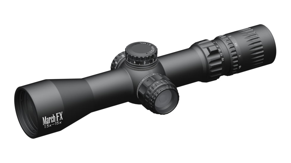 March Scopes 1.5-15x42mm Normal Turret Rifle Scopes, 30mm Tube, First Focal Plane, FML-4 Reticle, Black, D15V42FIMLNFML-4 Reticle