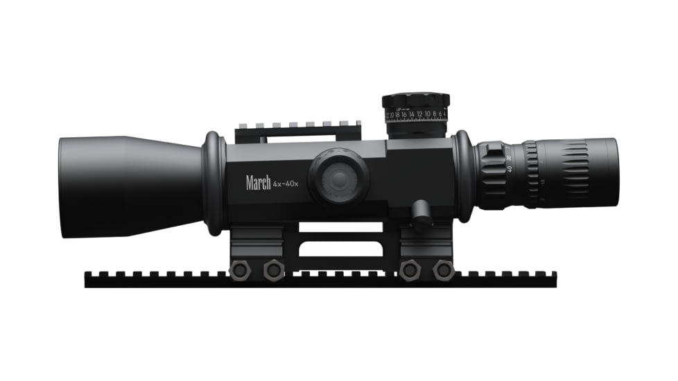 March Scopes 4X-40X52mm Tactical Turret Rifle Scope, FML-TR1 Reticle, With Illumination, Black, D40V52GFIML10 FML-TR1
