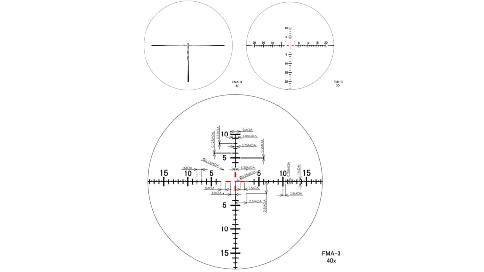 March Scopes 4X-40X52mm Tactical Turret Rifle Scope, FMA-3 Reticle, With Illumination, Black, D40V52GFIMA FMA-3