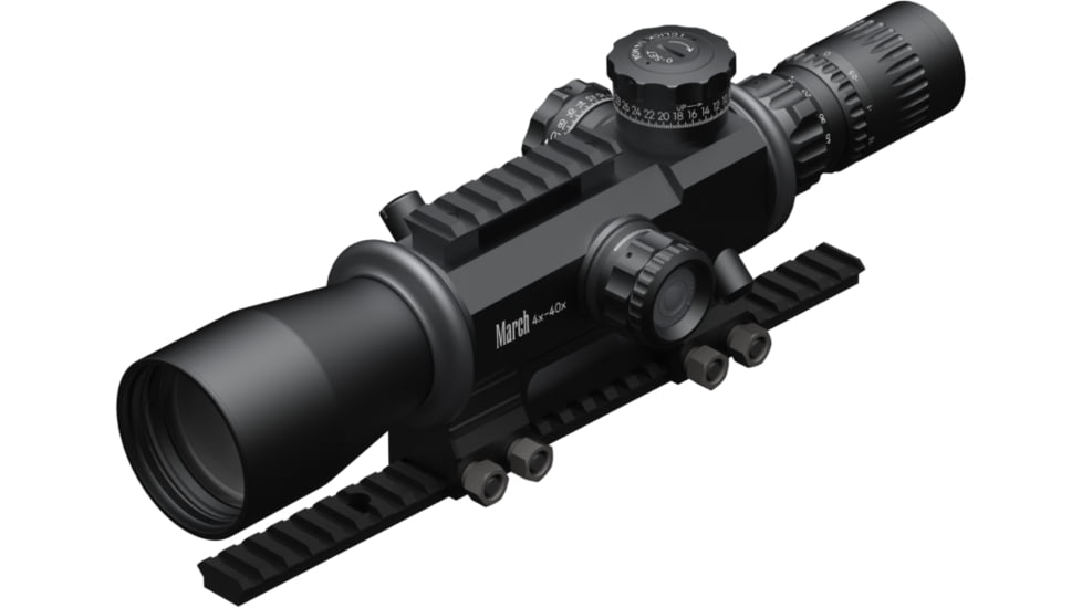 March Scopes 4X-40X52mm Tactical Turret Rifle Scope, FML-TR1 Reticle, With Illumination, Black, D40V52GFIML10 FML-TR1
