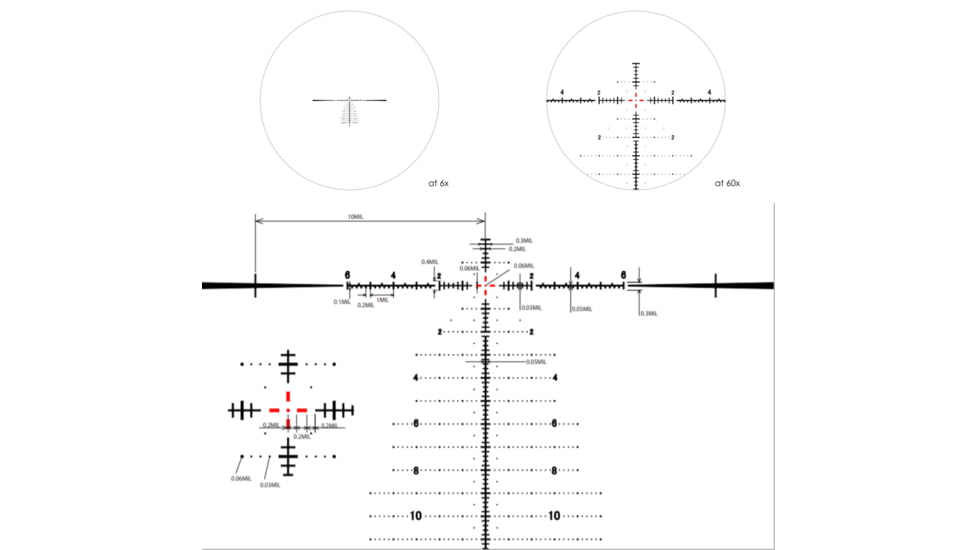 March Scopes 6X-60X56mm Tactical Turret Rifle Scope, FML-TR1 Reticle,With 6-level Illumination, Black, D60V56GFIML10 FML-TR1
