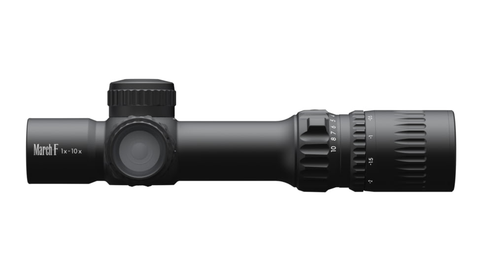 March Scopes March-F Normal 1-10x24mm LPVO 30mm Tube Rifle Scope w/Custom Unimount, First Focal Plane, DR-TR1FB Reticle, Black, D10SV24FDIMLN-P-DR-TR1FB