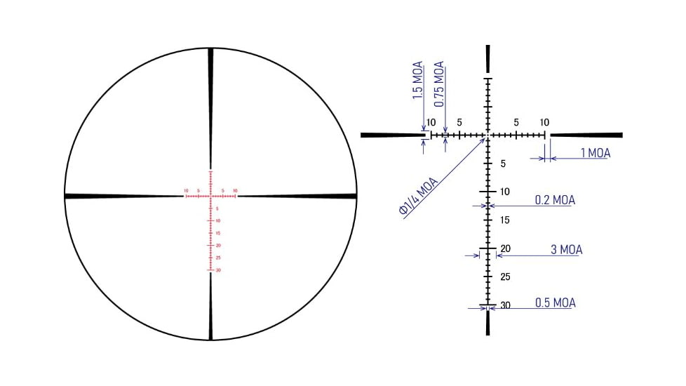 March Scopes Normal Turrets 3-24x52mm Rifle Scope, 30mm Tube, First Focal Plane, FMA-1 Reticle, MOA, Black, D24V52FIMANFMA-1 Reticle
