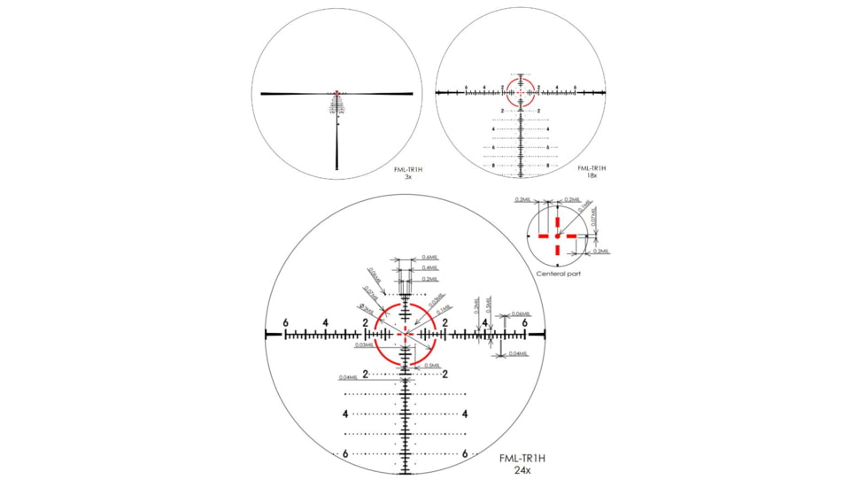 March Scopes Normal Turrets 3-24x52mm Rifle Scope, 30mm Tube, First Focal Plane, FML-TR1H Reticle, MIL, Black, DE0521