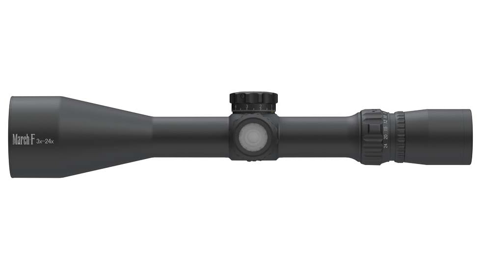 March Scopes Tactical Turret Rifle Scope, 3-24x52mm, 30mm tube, FML-TR1H Reticle, Black, NSN None, D24V52FML FML-TR1H Reticle