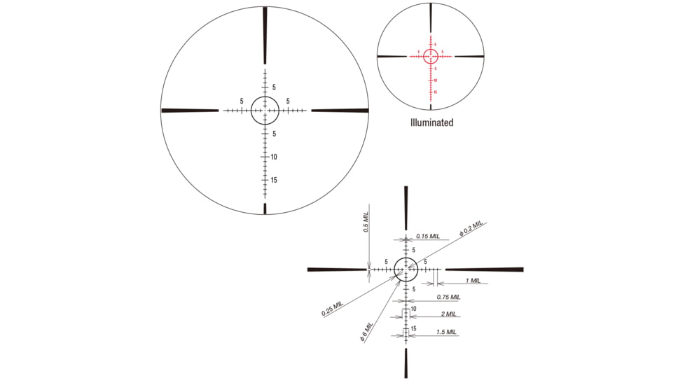 March Scopes Tactical Turret 1x-10x24mm Shorty Rifle Scope, 30mm Tube, First Focal Plane, FMC-3 Reticle, Black, D10SV24FIML (FMC-3 Reticle)