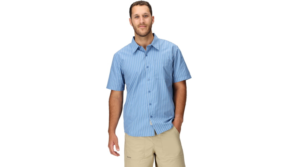 Marmot AirExchange SolarShield Novelty SS Shirt - Mens, Rain Cloud Tomales Stripe, L, M16075-24297L