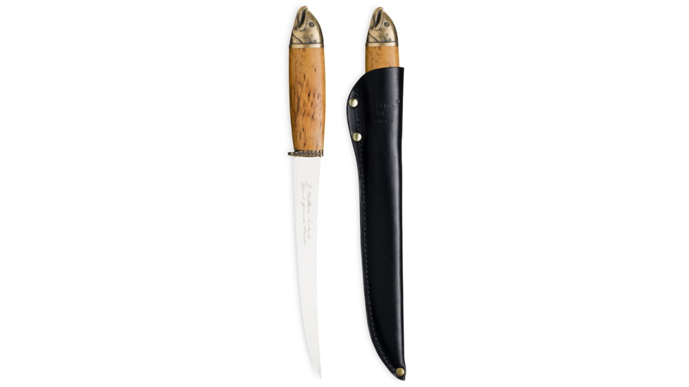 Marttiini Salmon Fillet Fixed Blade Knife, 7.4in, X46Cr13, Finnish Heat-Treated Curly Birch, 552017