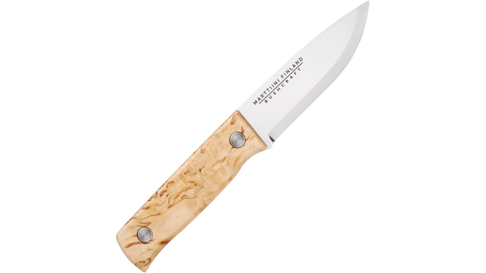 Marttiini Tundra Bushcraft Natural Knife, 4.25 satin finish 1.4116 stainless blade, Waxed curly Birch handle, 352010