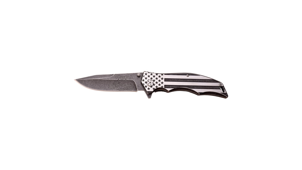 MTech Folding Knife w/ Black Handle, 3.75 in, Stainless Steel, Drop Point, MXA849AS