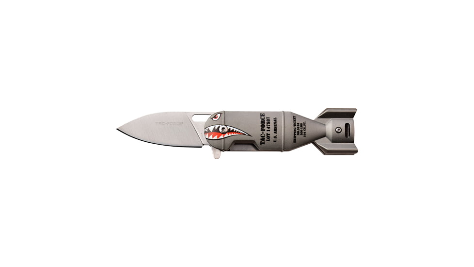 Master Cutlery Mc Tac-force 2.25'' Drop Point Folder Grey Shark Bomb/ss