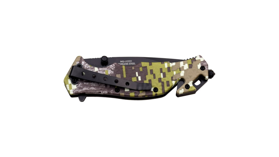 Master USA Drop Point Spring Assisted Knife, 3.5 in, 3Cr13 Stainless Steel Stainless Steel, Digital Camo/Grey, MU-A001DGC