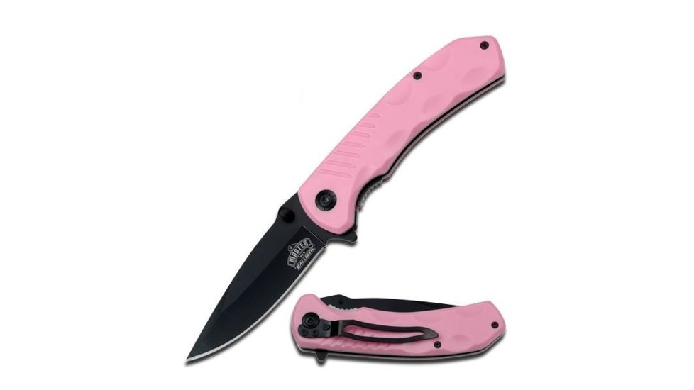 Master USA Folding Blade, 3.25in, Stainless Steel Blade, Pink Nylon Fiber Handle MU-A002PK