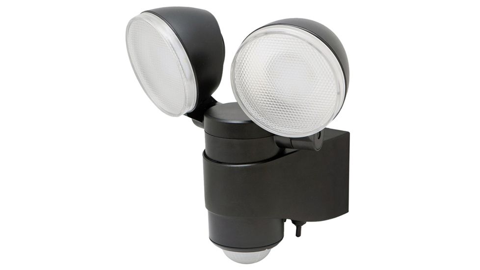 MAXSA Battery-Powered Motion-Activated Dual Head LED Security Spotlight, Black 43218