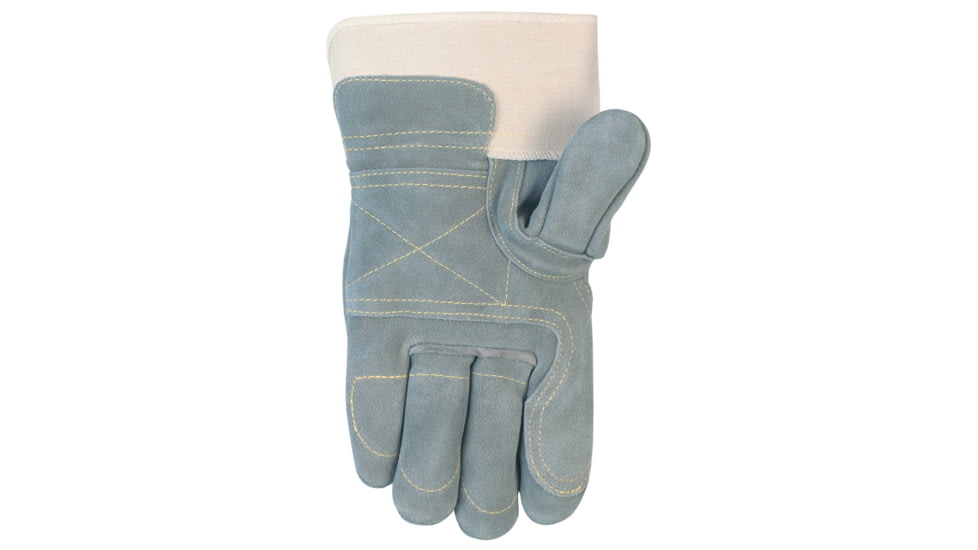 MCR Safety Big Jake Full Leather Back Premium A+ Side Leather Palm Work Gloves, 2.75in Safety Cuff, Double Palm and Fingers, Sewn with DuPont Kevlar, Gray, Large, 1735L